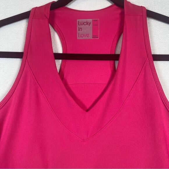 Lucky In Love Pink Racer Back Tank Size Large - Picture 5 of 9